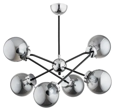 Obrázek produktu pro Závěsné svítidlo s kouřovými koulemi MAXY, černé, 6xE14x10W, kov, rozměry: 50x65x65 cm, IP20, Alfa