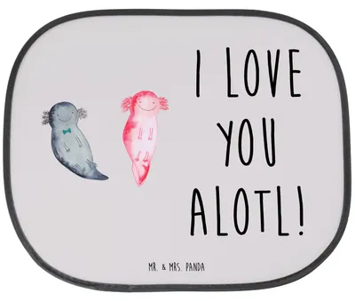 Produktbild von Mr. & Mrs. Panda auto hitzeschutz Axolotl Liebe - Grau Pastell - Geschenk, Sonnenschutz Seitenscheibe, Autosonnenschutz, Freund, Autoscheiben, für Frauen, Freundin
