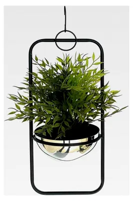 Produktbild von Blumenampel aus Metall für Innenräume, Hängepflanzen 45 cm mit Topf in Silber