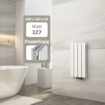 Zdjęcie produktu dla EMKE grzejnik dwuwarstwowy panelowy 600x300mm biały Grzejnik łazienkowy 327 W grzejnik panelowy z podłączeniem środkowym