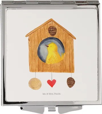 Produktbild von Mr. & Mrs. Panda Schminkspiegel Vogel Haus - Weiß - Geschenk, Castle, Klappspiegel, Kosmetikspiegel, Wohnung, Lustige Sprüche, Handspiegel, Familie, Nest, Frauen Spiegel