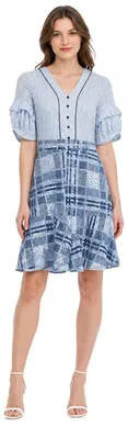 Productafbeelding van Damesjurk Nisha Outi met kant, blauw, maat M