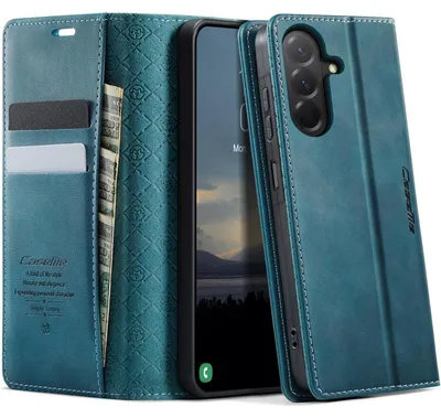 Productafbeelding van Telefoonhoesje, flippercase, voor Samsung Galaxy A17 4G/5G, blauwgroen, kunstleer, RFID-kaartsleuf, standaard