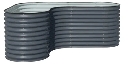 Image de Westmann Grow Faster L Lit surélevé en métal en forme de L Tôle ondulée en anthracite