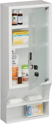 Produktbild von Famanu Medikamentenschrank mit Glastür, abschließbar - Weiß