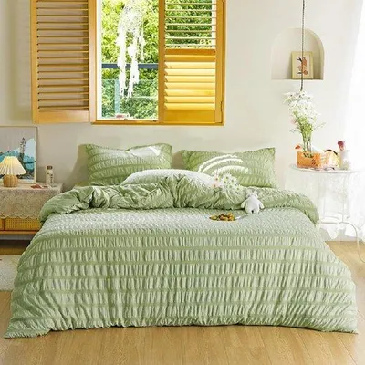 Produktbild von Unyqoos® Bettwäsche-Set 135×200 Grün, 2‑teilig Mikrofaser-Sommerbettwäsche – 1x Bettbezug 135×200 + 1x Kissenbezug 80×80 mit Reißverschluss,
