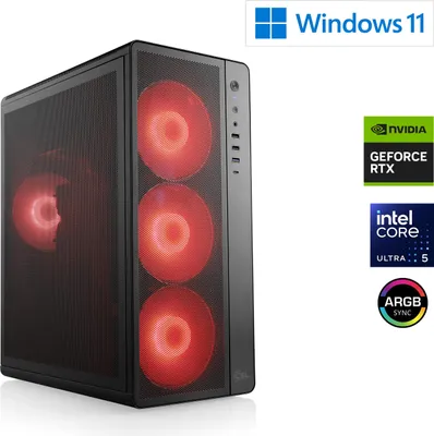 Produktbild von Gaming PC, Intel Core Ultra 5 245KF, 4200 MHz, GeForce RTX 5060 Ti, 16 GB DDR5 RAM, 1000 GB M.2 SSD, Windows 11 Home, USB 3.2 | M12150H