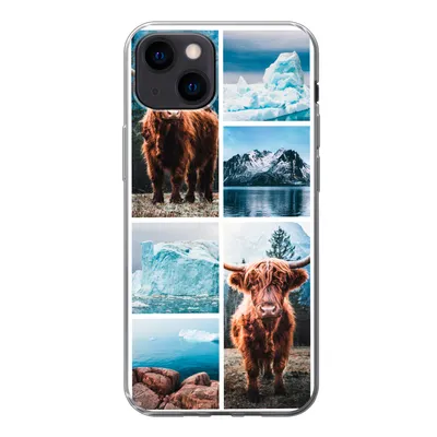 Produktbild von MuchoWow® Handyhülle Schutzhülle Hülle für iPhone 13 mini Schottischer Highlander - Eiscreme - Collage Silikon Softcase Handy Hülle - Softcase