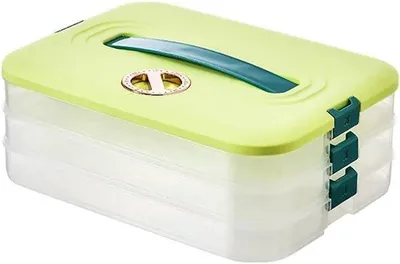 Produktbild von Famanu Kühlschrank Aufbewahrungsbox mit Deckel - Stapelbare 3-lagige Lebensmittelbehälter