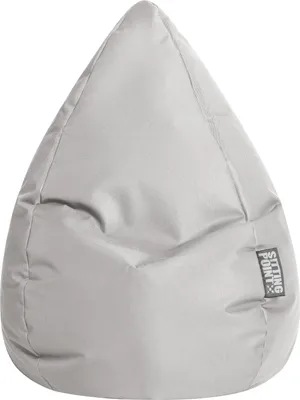 A light gray beanbag chair is shown against a white background.
