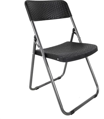 Image de 3.00 Chaise pliante en métal, design rotin - charge max. 120 kg - Chaise d'appoint de jardin