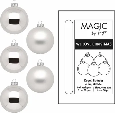 Produktbild von Weihnachtskugeln Glas 6cm 30 Stück - Frosty Silver
