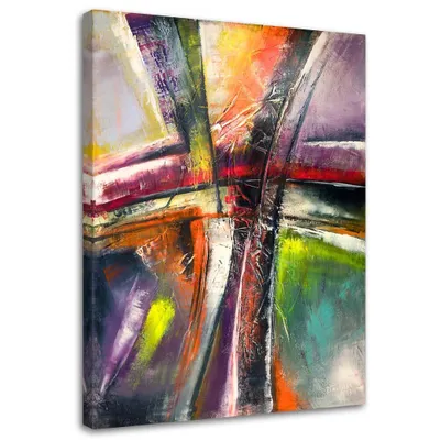 Obrázek produktu pro Nástěnné plátno barevná abstrakce 60x90 cm Feeby barevná nástěnná malba připravená k zavěšení