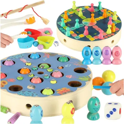 Image de Jeu familial attraper des chenilles Montessori poissons