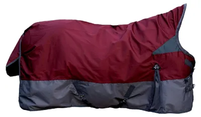 Produktbild von Yukon- 600D, 300g Wattefüllung Highneckdecke, Dunkelrot/Grau, 145