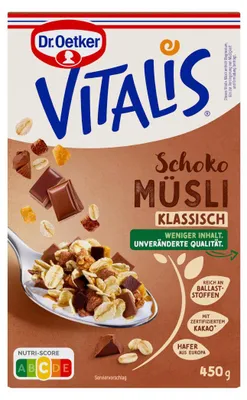 Immagine prodotto di Dr Oetker Vitalis cioccolato muesli integrale classico confezione da 450g