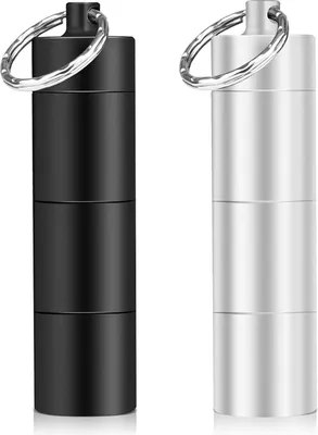 Produktbild von 2er Pack Pillendose Schlüsselanhänger, wasserfest mit 3 unterteilbaren Fächern, kleine Pillendose für unterwegs, kleine Pillendose