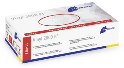 Produktbild von Meditrade Vinyl 2000, 100 Stück, Größe S - B07PPRWGLS | Packung (100 Handschuhe)