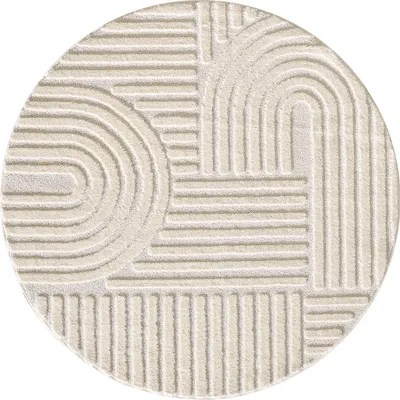 Produktbild von Carpetsale24 Hochflor Teppich Wohnzimmer Skandinavische Boho Design 3D Optik Teppich Shaggy Flauschig Weich, Grösse: 160 cm Rund