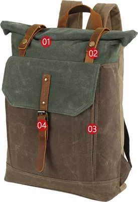 Produktbild von MODFU Leinwand Rucksack, Canvas Tasche Rucksäcke Damen Umhängentasche Große Kapazität Reisetasche Vintage Schultasche für Reise Outdoor Schule Grün