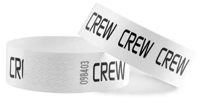 Obrázok produktu pre CombiCraft Tyrex Wristbands White 'CREW' so silným lepiacim prúžkom - 1000 kusov