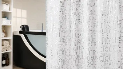 Produktbild von Spirella Creamy Silver Duschvorhang 180x200 Textil Weiß Silber Design Wasserabweisend