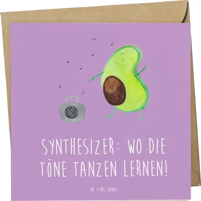 Produktbild von Mr. & Mrs. Panda Grußkarte Synthesizer Tanz - Lavendeltraum - Geschenk, anlasskarte, Tanzen, Musiker, Klänge, Musik, Spielen lernen, elektronisches Musikinstrument, Töne