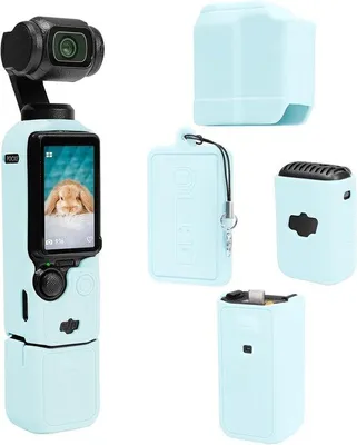 Zdjęcie produktu dla Silikonowe etui ochronne do DJI Pocket 3, chroni ekran i mikrofon, kolor niebieski, lekkie, odporne na zarysowania, idealnie dopasowane
