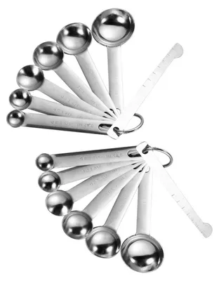 Produktbild von 2 x 6  teiliges Messlöffel Set Edelstahl | Dosierlöffel mit Messlineal für Backmessen, Trockenrationen | Dosierhilfe beim Kochen und Backen | Kaffeemaß | kompakte & platzsparende Messbecher