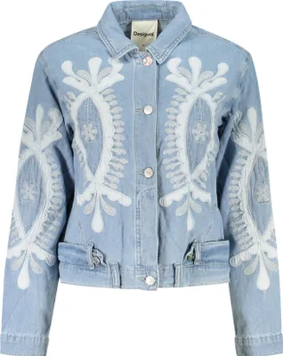 Produktbild von Damen Jeansjacke in Blau mit Stickerei & Kontrastdetails