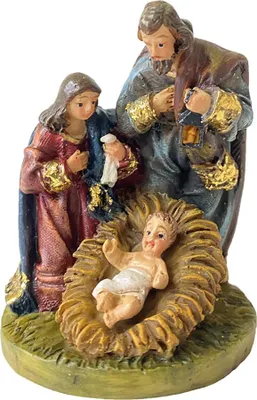 Produktbild von FADEDA Hlg. Familie, Krippenblock / Höhe:7 cm / handbemalt / detailgetreue Krippen Figuren - Weihnachten Tisch Dekoration Krippe Zubehör