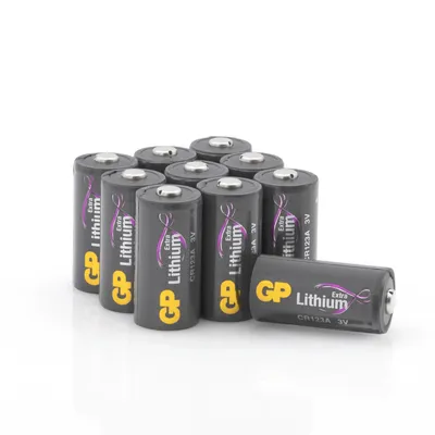 Produktbild von GP Batterien CR123A 3V Lithium Extra (10 Stück CR123 Batterien 3 Volt) für Smart Home, Alarmanlagen, Taschenlampen, Foto-Zubehör etc. (in plastikfreier Verpackung)