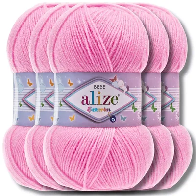 Productafbeelding van Alize 5x 100g Sekerim Baby wol, effen, geschikt voor breien en haken (Geranium - 191)
