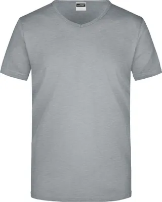 Produktbild von Men's Slim Fit V-T Figurbetontes V-Neck-T-Shirt grey-heather, Gr. M