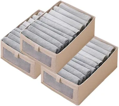 Immagine prodotto di Organizer per vestiti beige, 3 pezzi, taglia L, in tessuto