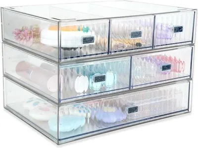 Produktbild von Famanu Kosmetischer Organizer aus Acryl - Stapelbar mit 3 Schubladen