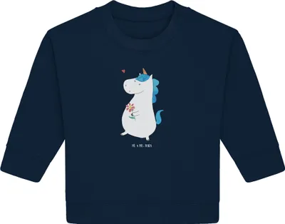Produktbild von Mr. & Mrs. Panda Organic Baby Pullover Einhorn Spaziergang 12. - 18. Monat - French Navy - Geschenk, Mutter, Einhörner, Bullover, Unicorn, Motivation, Blumen, Freude