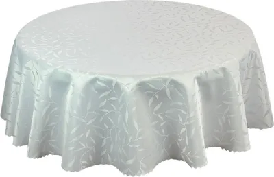 Obrázok produktu pre Obrus, odolný voči škvrnám, umývateľný, biela farba, okrúhly, priemer 130 cm