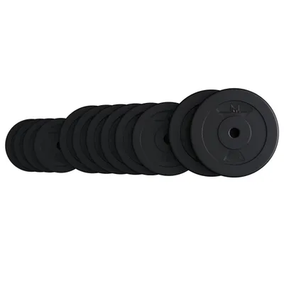 Produktbild von GYRONETICS® Hantelscheiben - 30kg Set, 2 x 5 kg, 6 x 2,5 kg, 4 x 1,25 kg Gewichte, 25 mm Bohrung, Kunststoff, Zement Sand Füllung - Gewichtsscheiben, Hantelset, Hantelscheiben-Set, Krafttraining