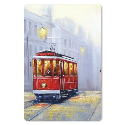 Produktbild von MuchoWow® Mauspad Mousepad Gemälde - Straßenbahn - Stadt - Öl 18x27 cm - Mousepads - Maus Mat - Pad - Mausunterlage