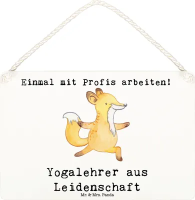 Produktbild von Mr. & Mrs. Panda holzbild Yogalehrer Leidenschaft DIN A6 - Weiß - Geschenk, Türschild, Dekoschild, Schild, Holzschild, Wandbild Holz