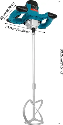 Obrázek produktu pro Elektrický míchač malty a barev – ruční míchačka XY-168 – 2100 W – 6 rychlostních stupňů 0–800 ot./min – 220 V/50 Hz – upínací náboj M14 – zástrčka EU – modrá