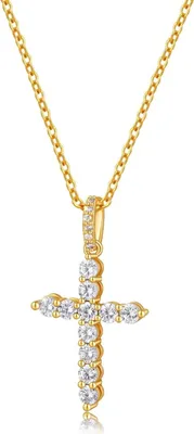 Image de Chaîne Croix Femme Pendentif Argent Réglable Or CZ