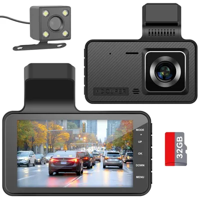 Produktbild von Dashcam für Auto - Fahrzeug-DVR - Front- und Rückkamera-Aufnahme - Ultra HD - 4-Zoll-Bildschirm - Nachtsicht - Loop-Aufnahme - Parküberwachung