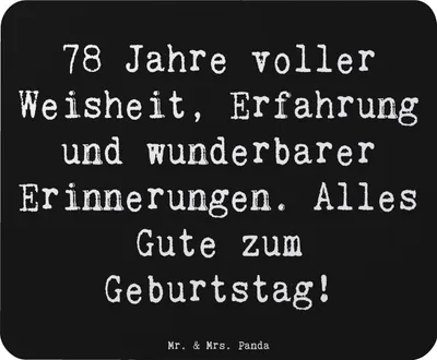 Produktbild von Mr. & Mrs. Panda Mouse Pad Spruch 78. Geburtstag - Schwarz - Geschenk, Alter, liebevolle Details, Happy Birthday, Geburtstagsgeschenk, mousematte, feiern, laptop mauspad