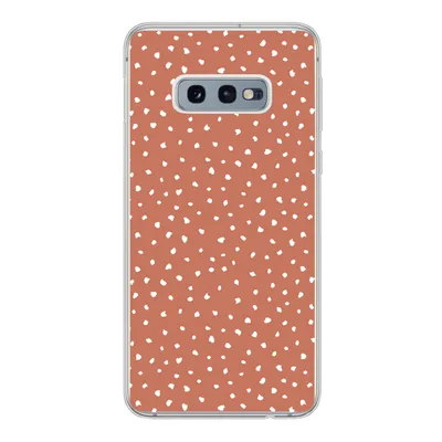 Produktbild von MuchoWow® Handyhülle Schutzhülle Hülle für Samsung Galaxy S10e Tupfen - Orange - Weiß Silikon Softcase Handy Hülle - Handy