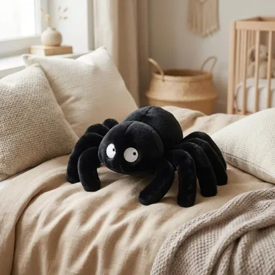 Produktbild von Realistische Spinne Plüschtier Kuscheltier 11-30cm Grau Spinnen Stofftier Kinder Geschenk Weihnachten - Farbe: Schwarz