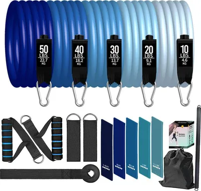 Immagine prodotto di INF Set di 11 Corde Elastiche di Resistenza Fino a 200 Lbs per Allenamento