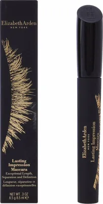 Produktbild von Elizabeth Arden Lasting Impression, Schwarz, Black, Definition, Verlängerung, 8,5 ml, Frauen, WATER/AQUA/EAU, ORYZA SATIVA (RICE) BRAN WAX, CYCLOPENTASILOXANE, COPERNICIA CERIFERA (CARNAUBA)...