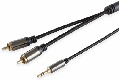 Produktbild von BlackBaumwolle Klinken Adapter Audiokabel, 3,5mm 2x Cinch, Stereo, schwarz - Länge: 1,50 m